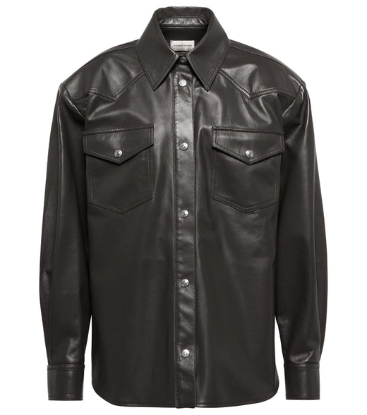 Oversized Black Leather Boyfriend Shirt