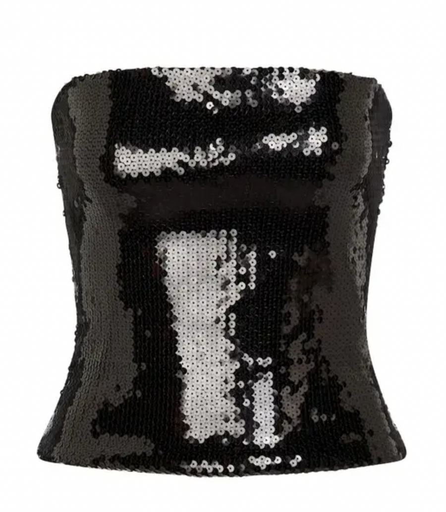 Alexander Vauthier Black Sequin Bandeau Top