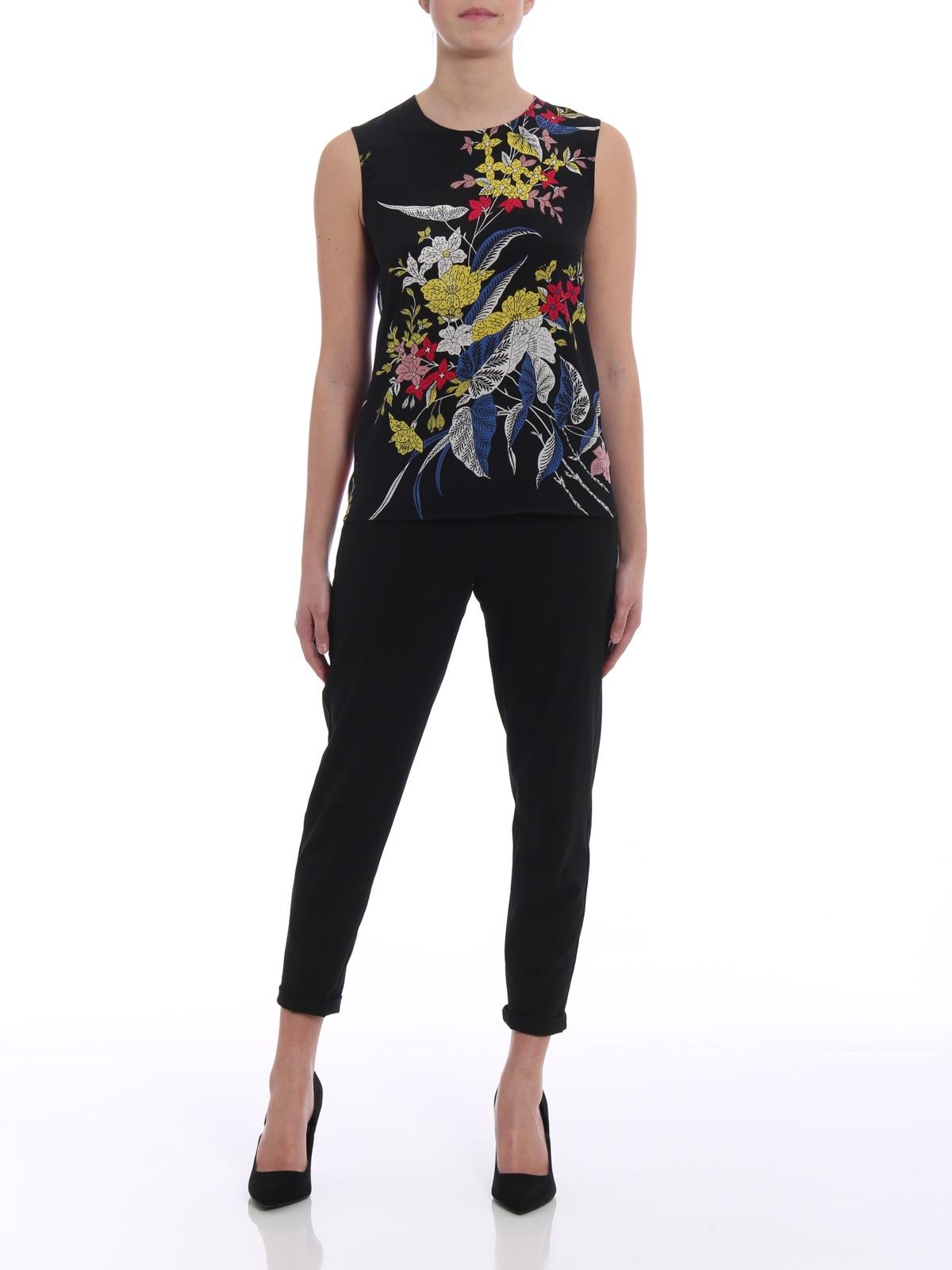Multicolour silk sleeveless top