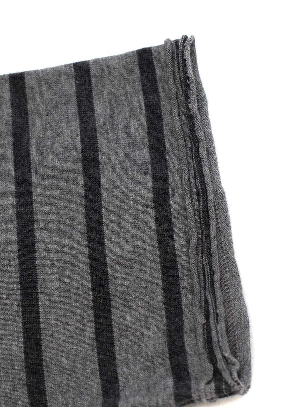Grey Striped Cotton Jersey T-Shirt