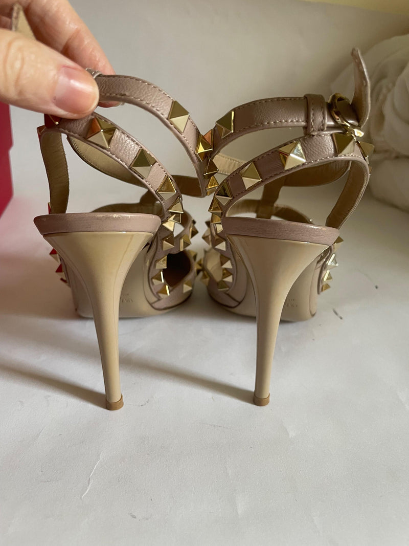 Patent Leather Rockstud Caged 100 Pumps