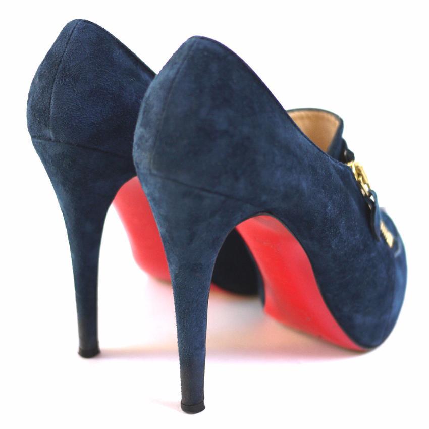 Christian Louboutin Blue Lapono Suede Leather Ankle Boots