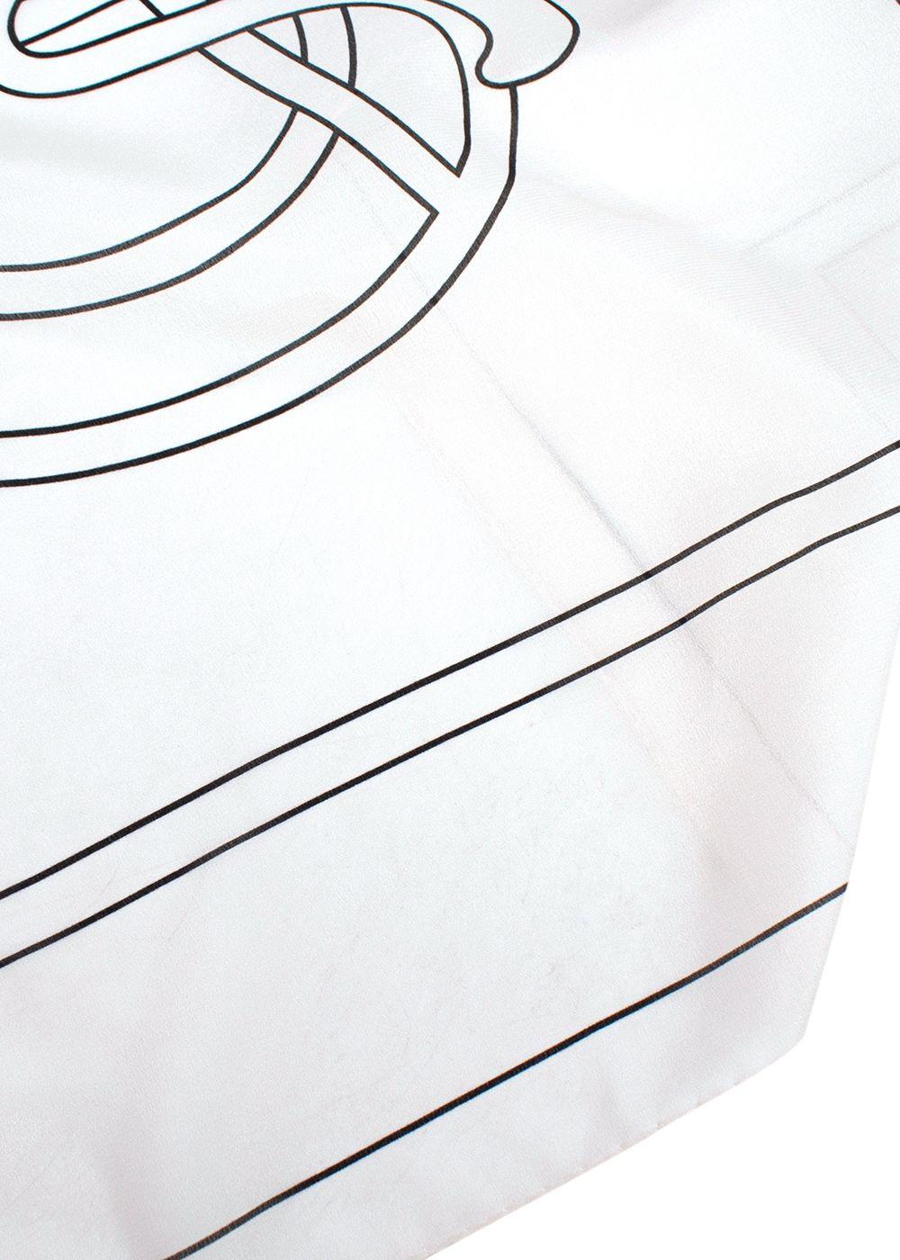 Gallello Atelier Bespoke Cream Printed Silk Scarf
