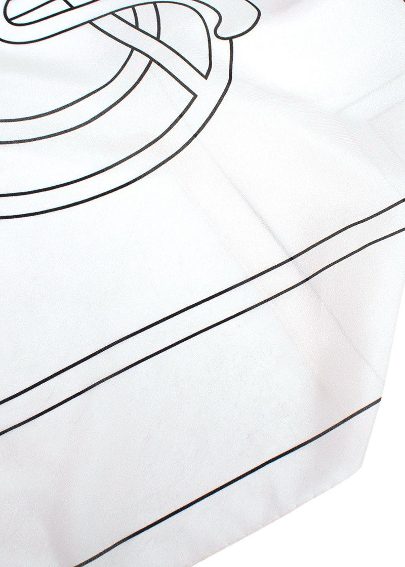 Gallello Atelier Bespoke Cream Printed Silk Scarf