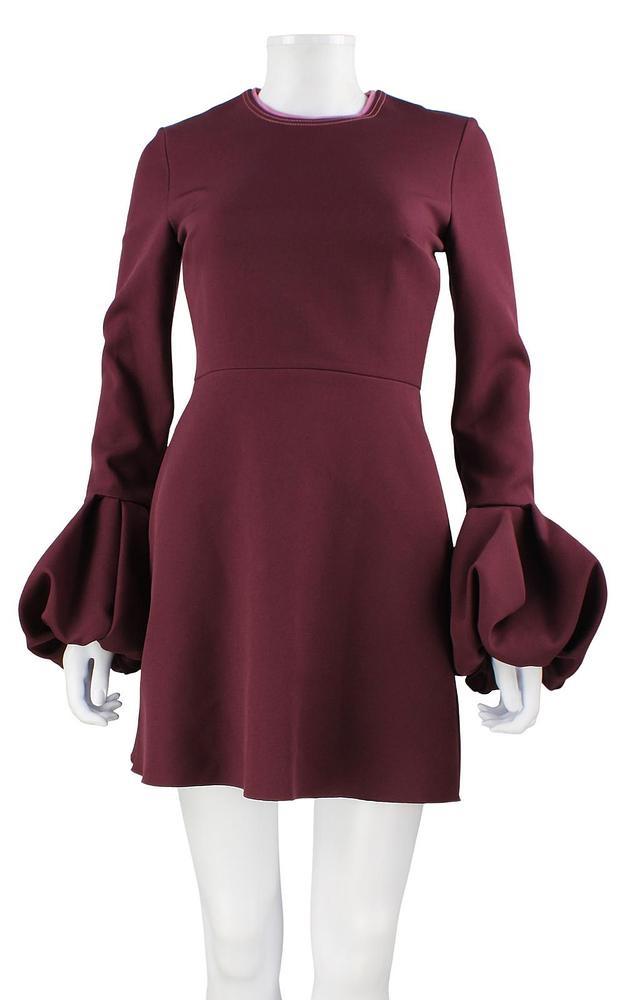 Burgundy Bell-Cuff Mini Dress