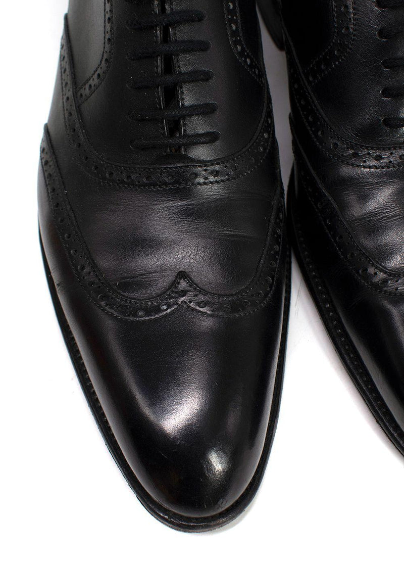 J.M. Weston Black Perforated Leather Dress Shoes