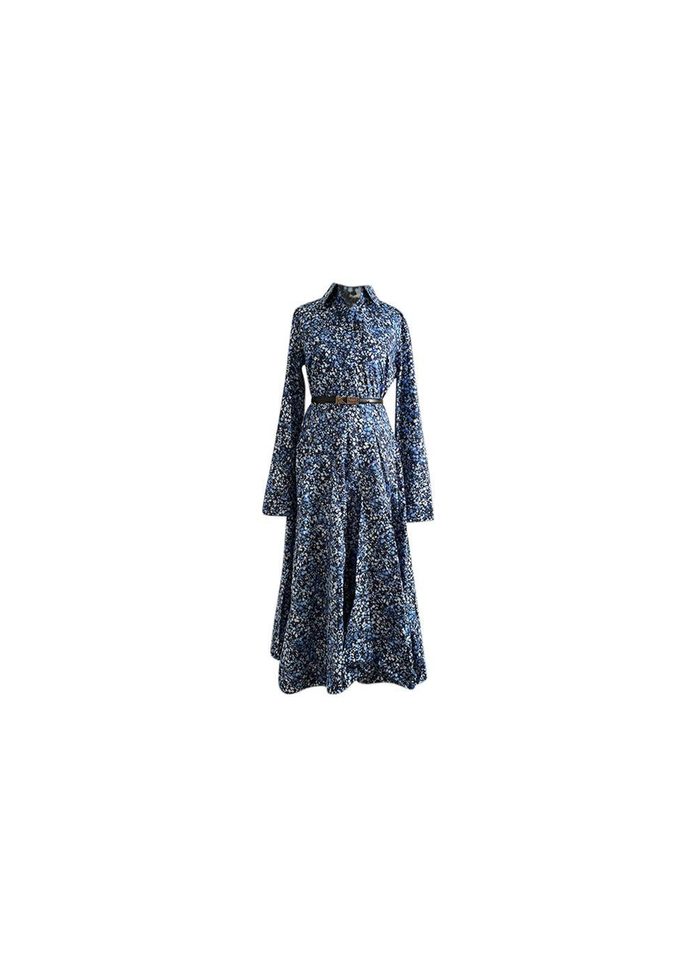 Collection blue ditzy floral shirt-waister dress