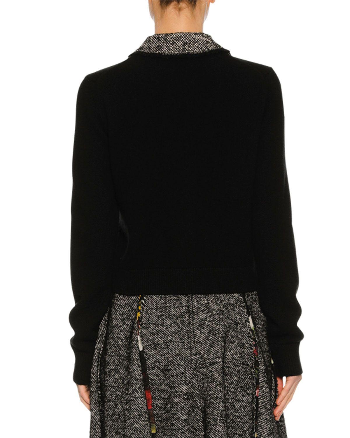 Floral Trimmed Tweed Skirt