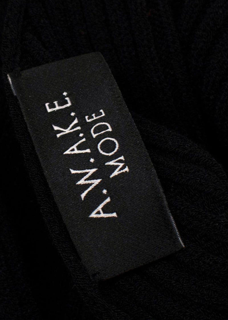 Awake Mode Black Ribbed Backless Top