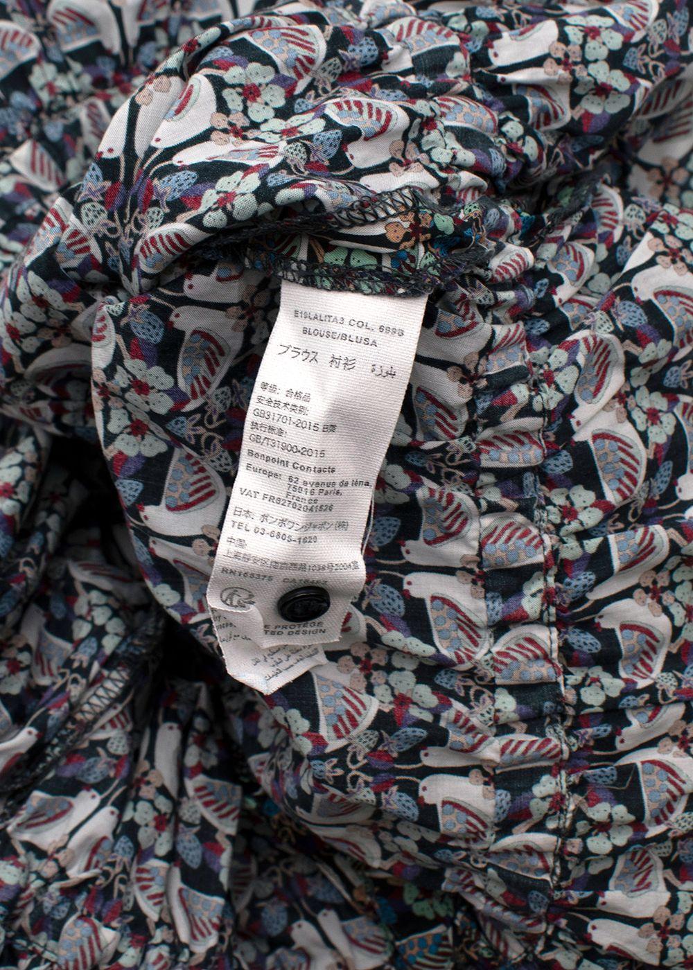 Bird Floral Printed Cotton Top