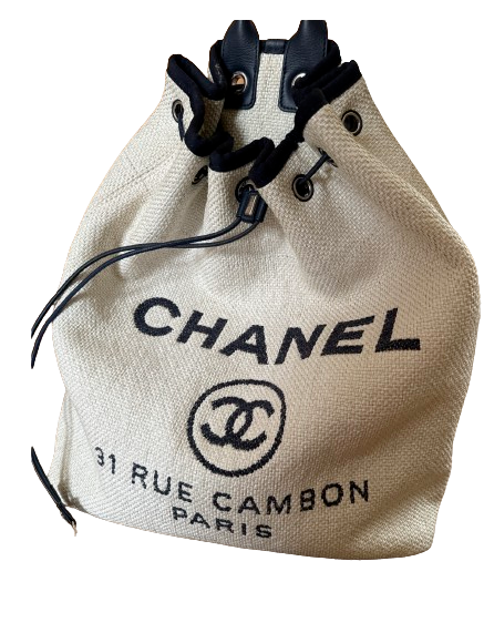 Deauville Beige Canvas With Blue Leather Trim Backpack/Rucksack