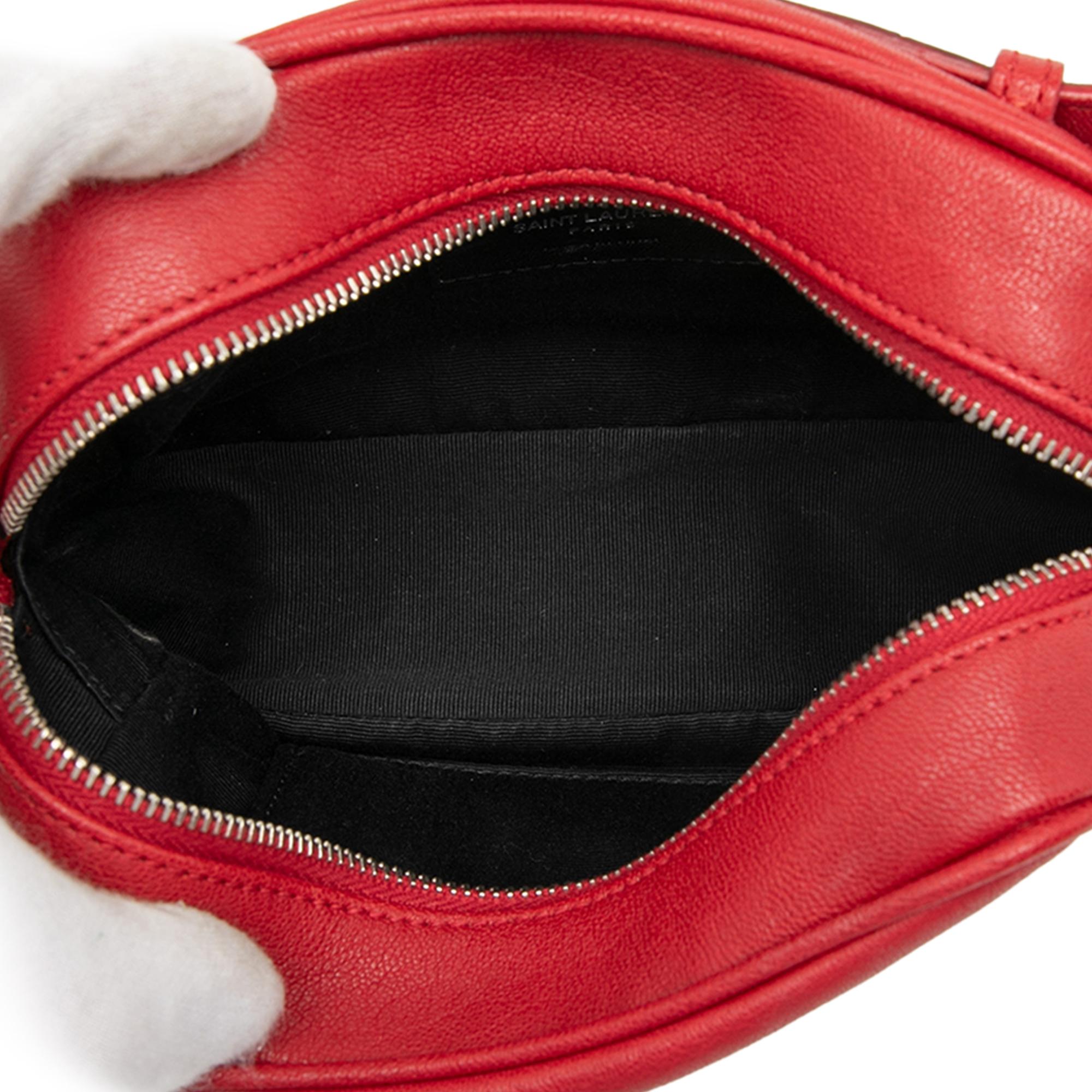 Saint Laurent Red Leather Monogram Lou Belt Bag