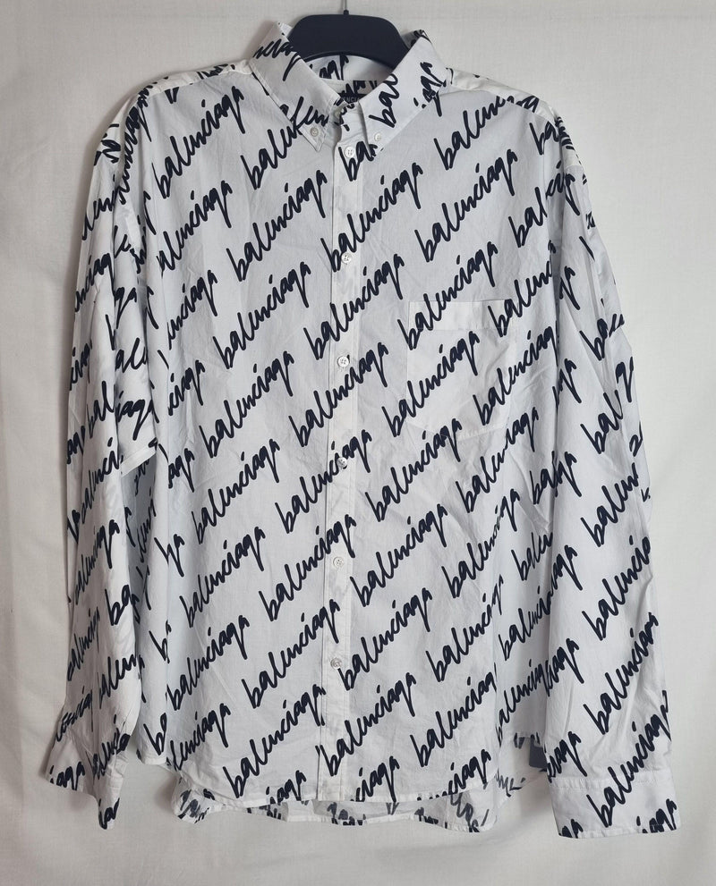 Wardrobe Unisex black & white cotton Scribble logo shirt
