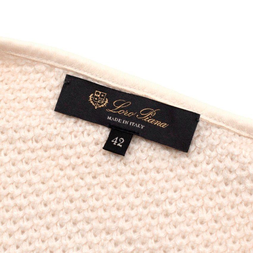 Loro Piana Ivory Knitted Cashmere Blend Zip-Up Cardigan