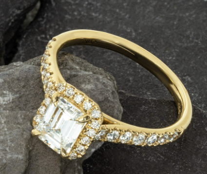 Yellow Gold Emerald Cut Diamond Ring
