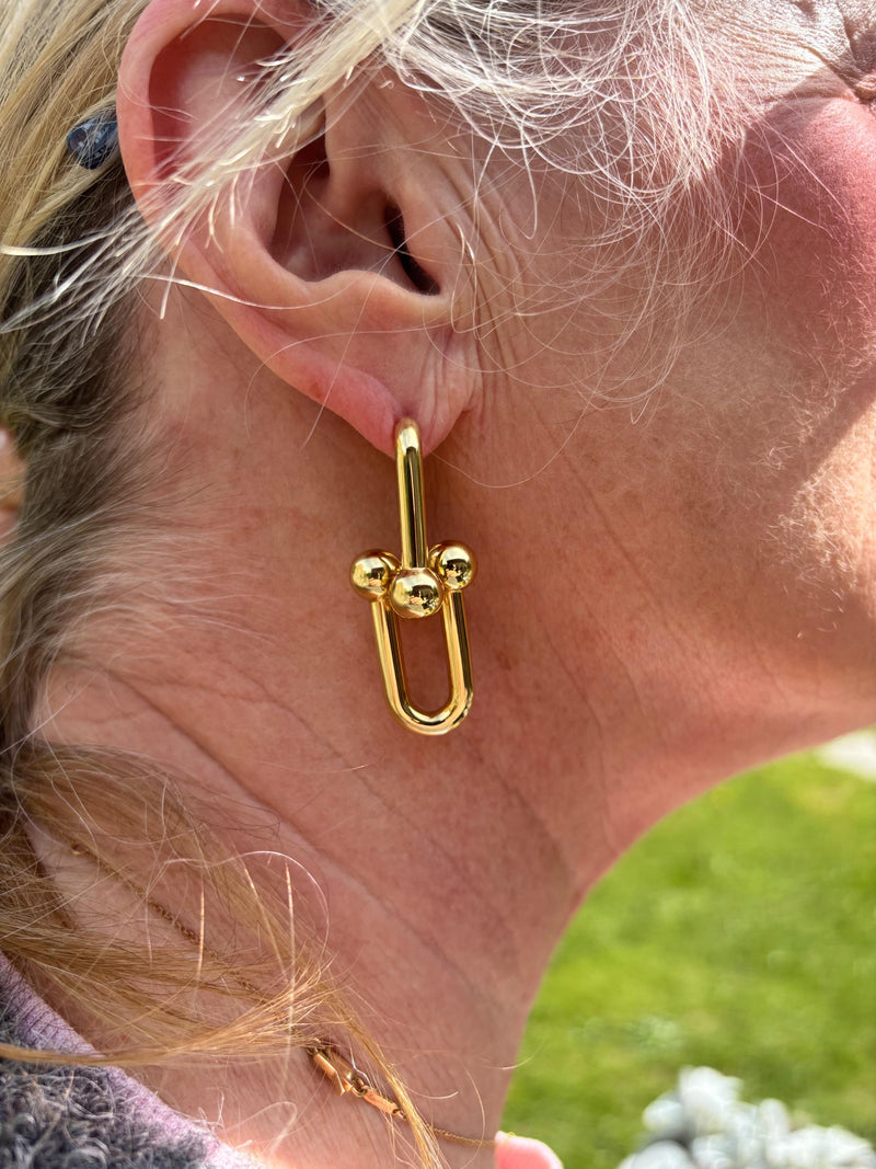 Extra Large 18K Gold Link Earrings
