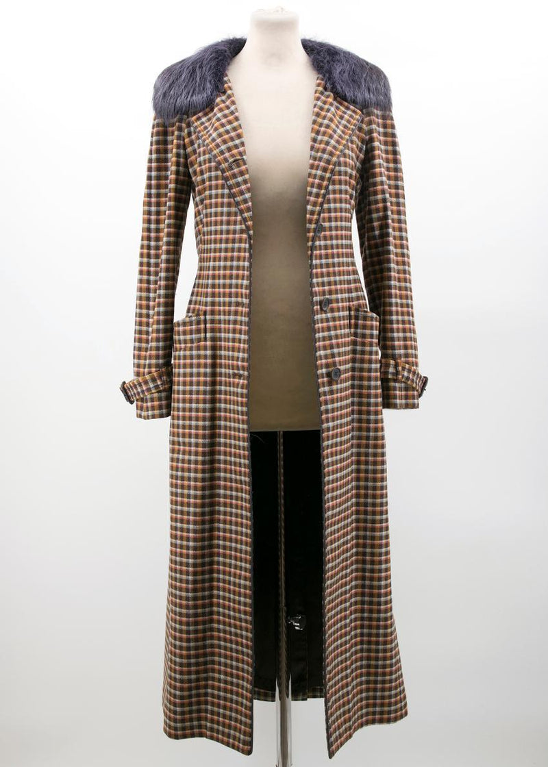 Prada Wool  Check Midi Coat