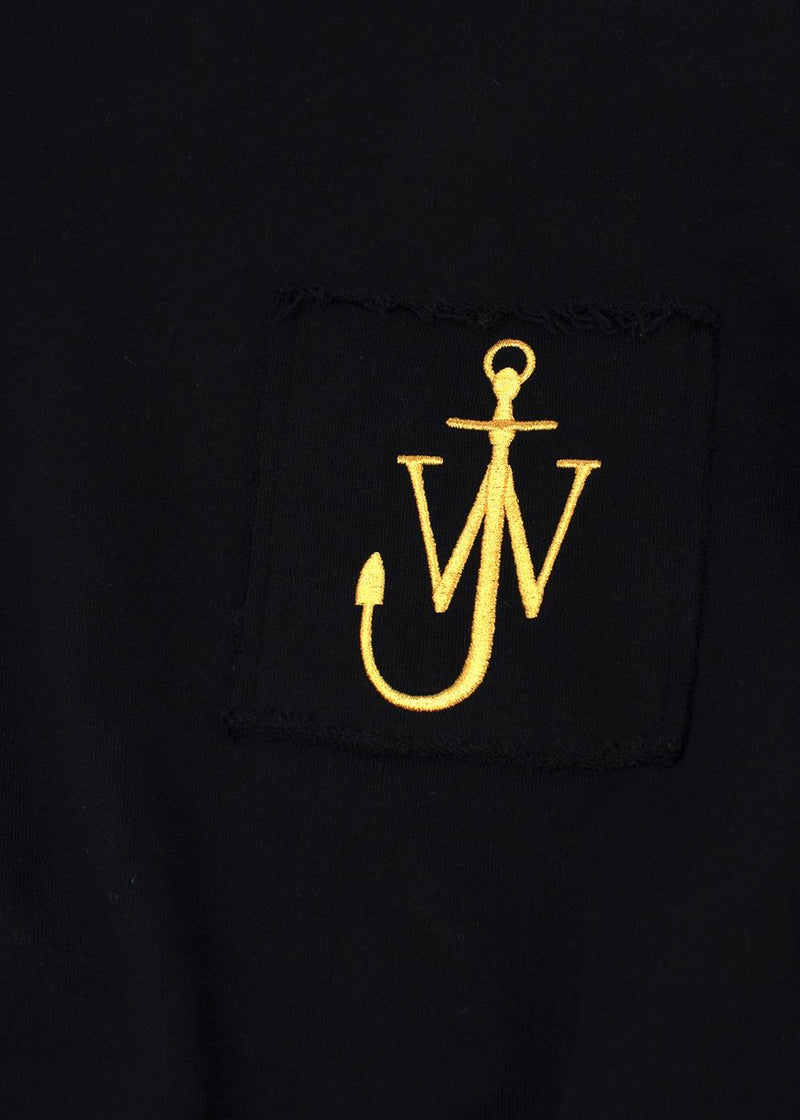 Washed Black Embroidered Cotton Sweatshirt