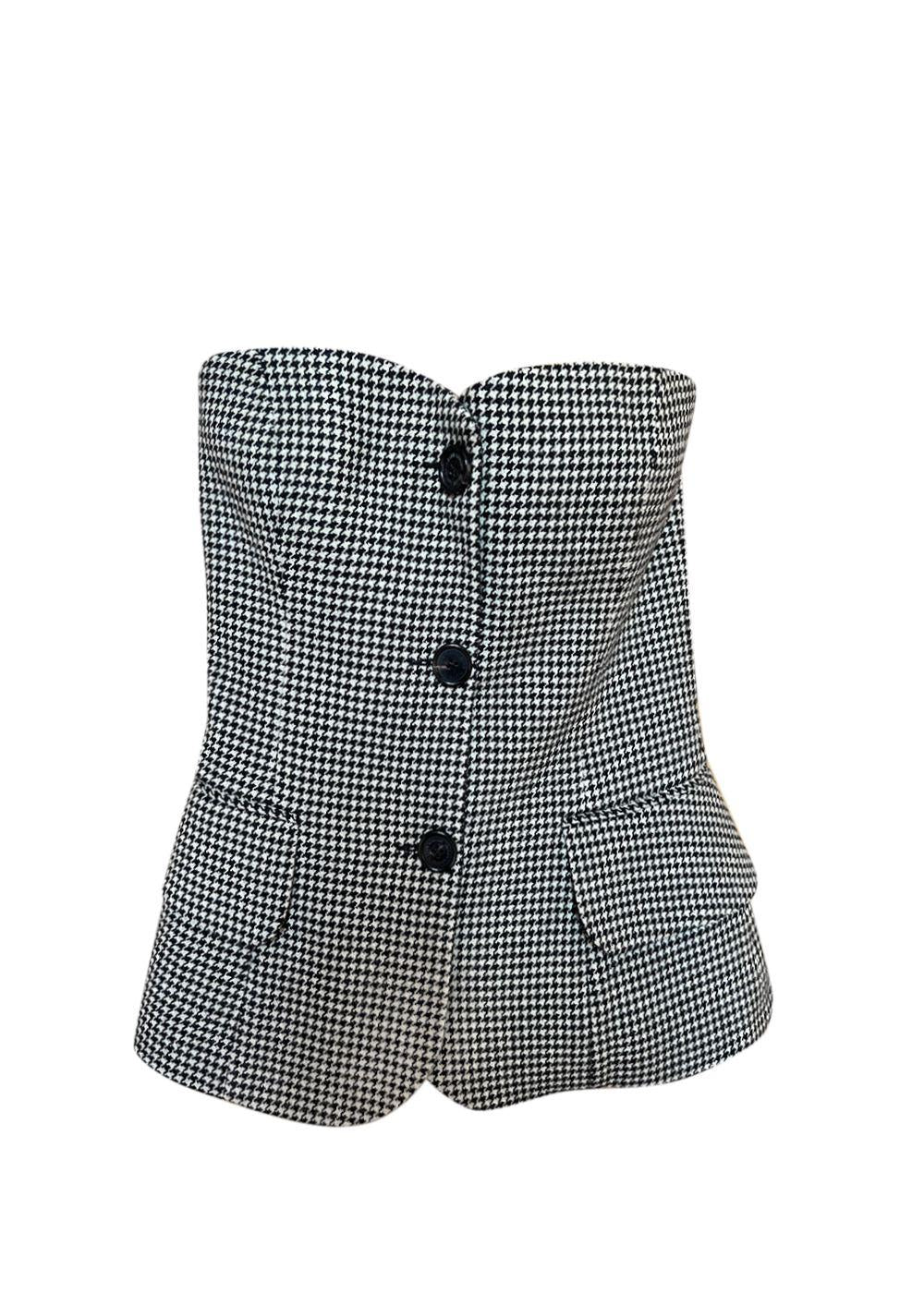 Ralph Lauren Purple Label Houndstooth Bustier Top