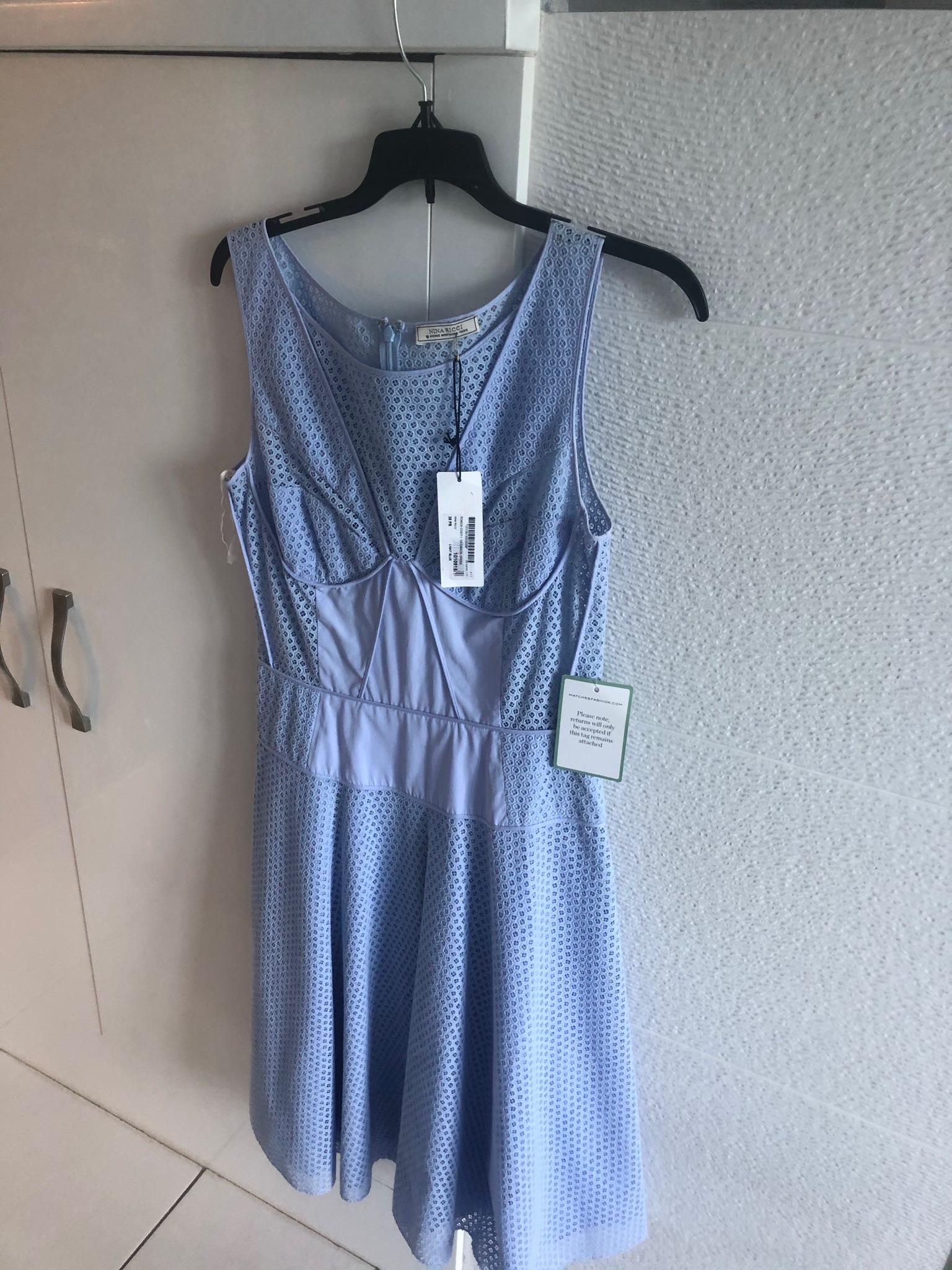 Blue Broderie Anglaise Sleeveless Dress