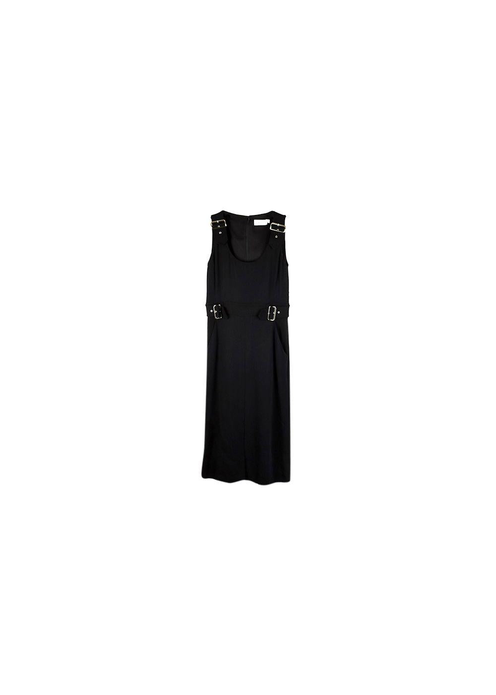 Black crepe buckled dress