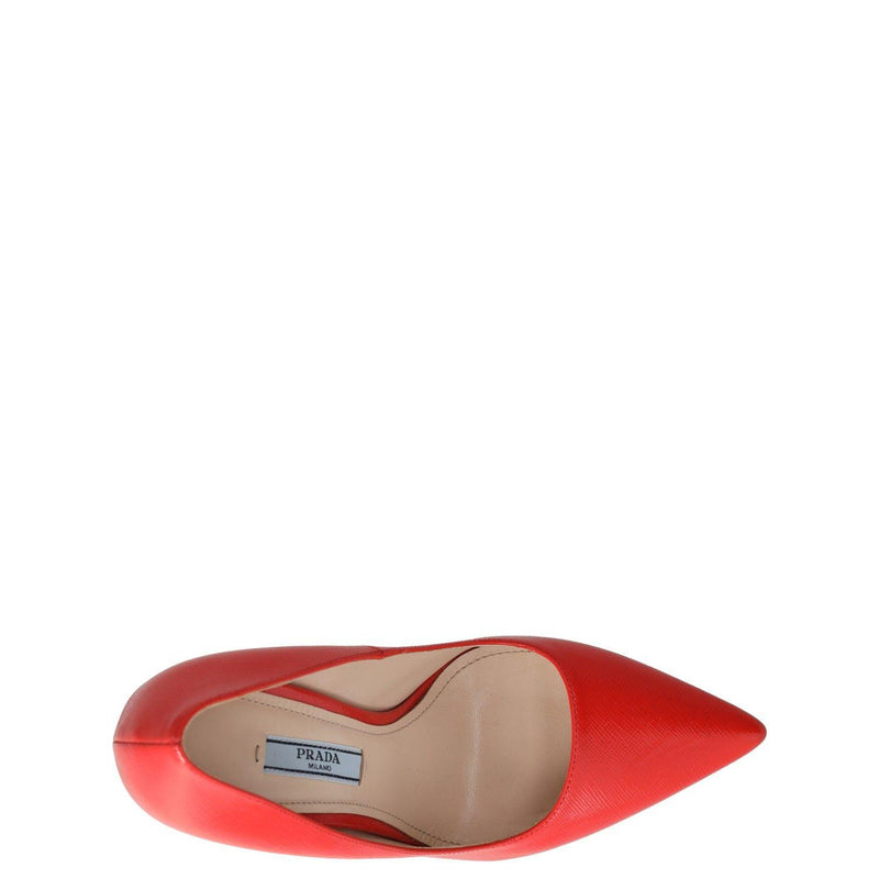 Prada Neon Pink Saffiano Leather Pointed-Toe Pumps