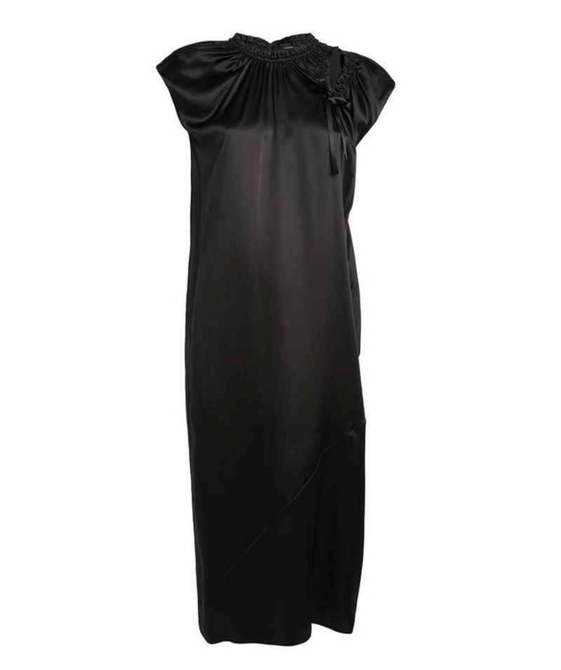 Simone Rocha Tie-Detailed Ruched Silk-Satin Midi Dress