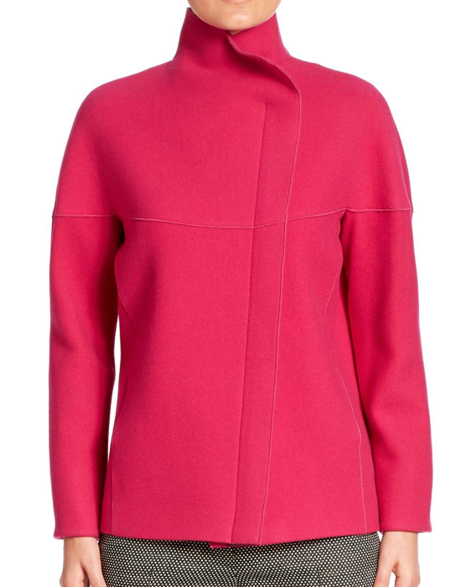 Punto Pink Wool Asymmetric Zip Jacket