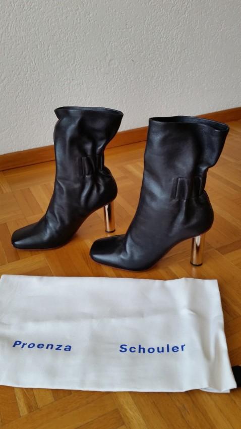 Proenza Schouler 100mm Leather Ankle Boots W/ Metal Heel