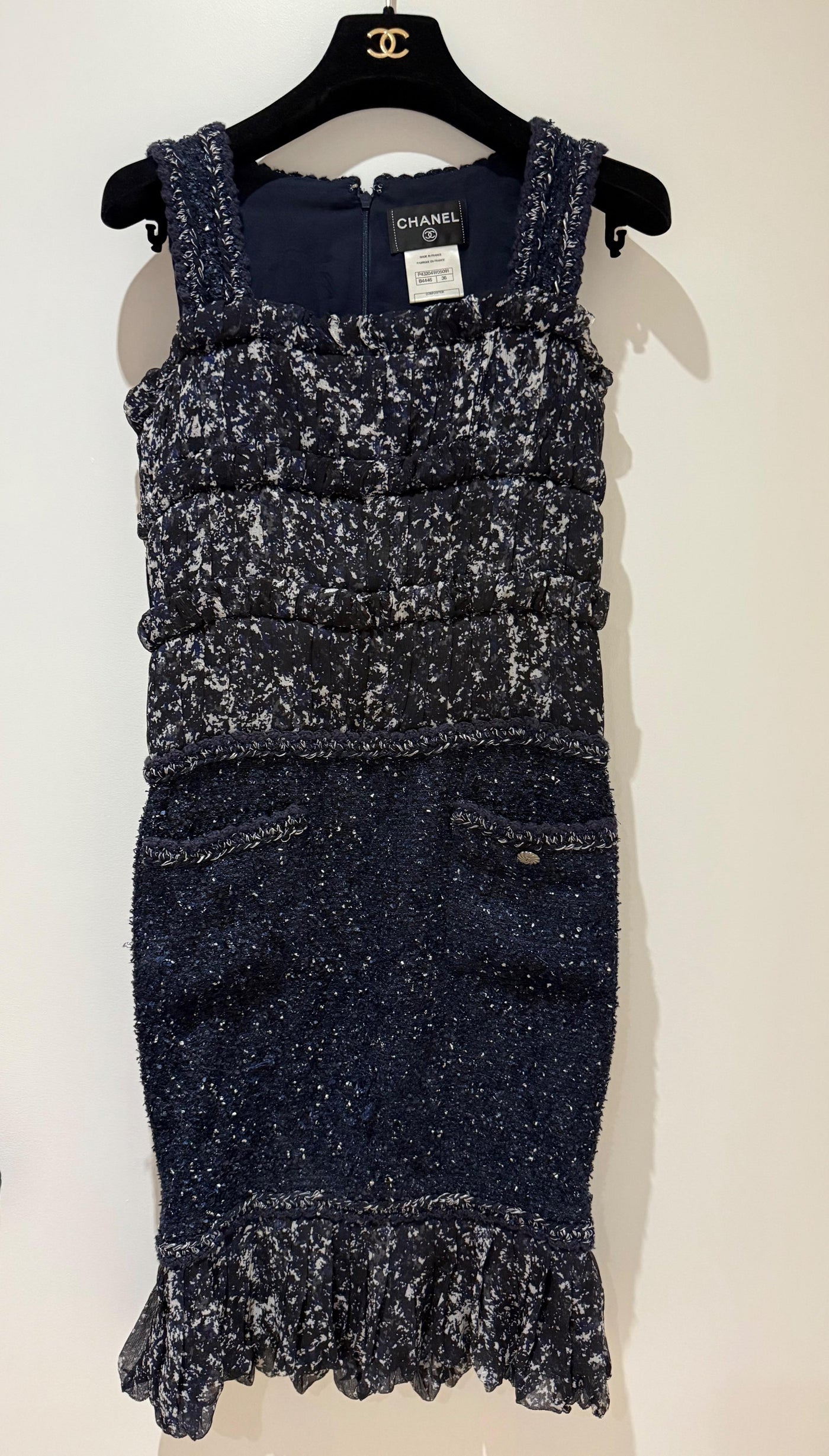 Silk Tweed Navy Dress
