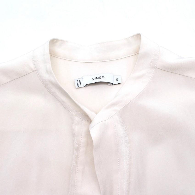 Vince fringe-trimmed silk-crepe shirt
