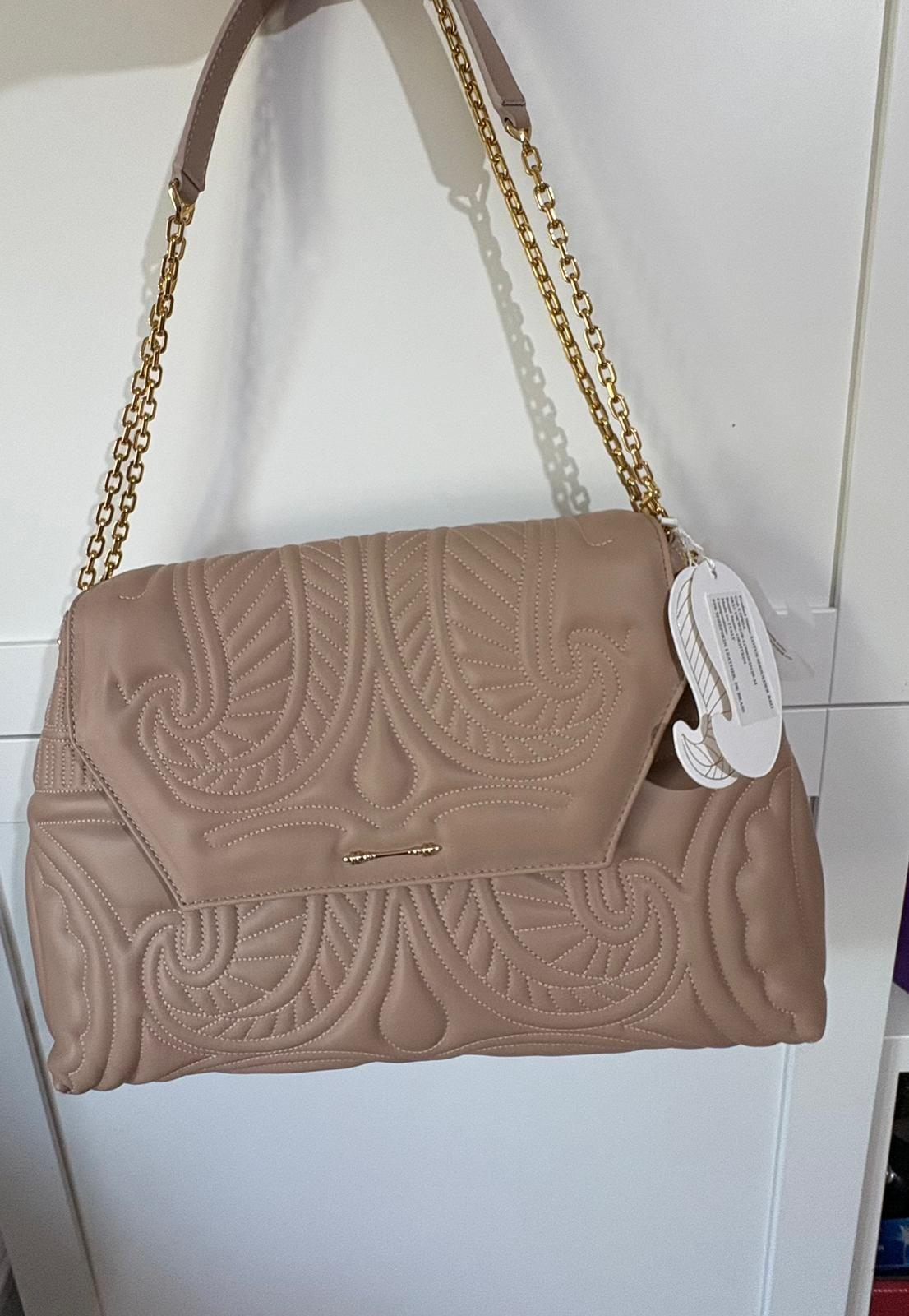 Okhtein Beige Lotus Shoulder Bag