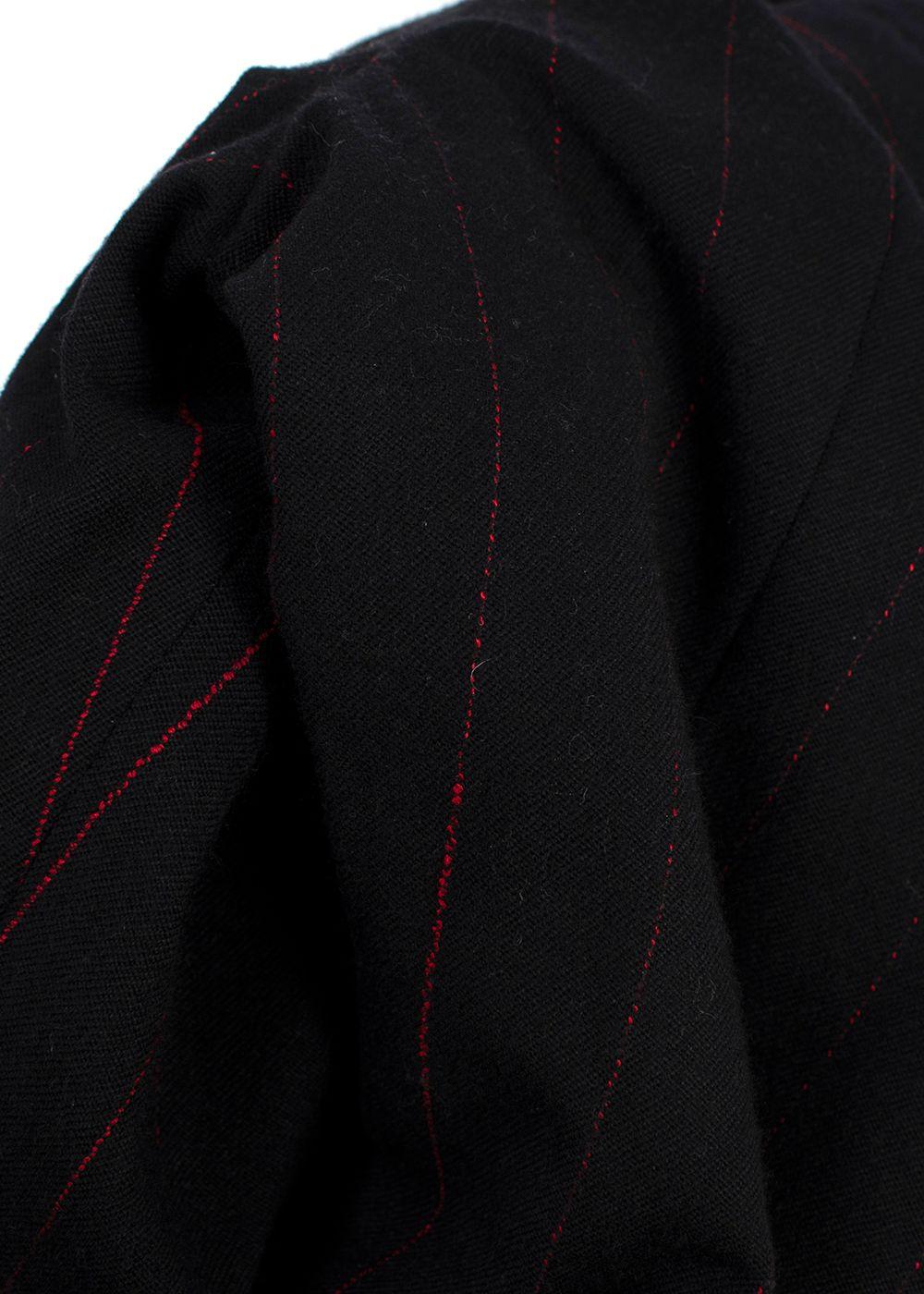 Mugler Black with Red Pinstripe Wool Trousers