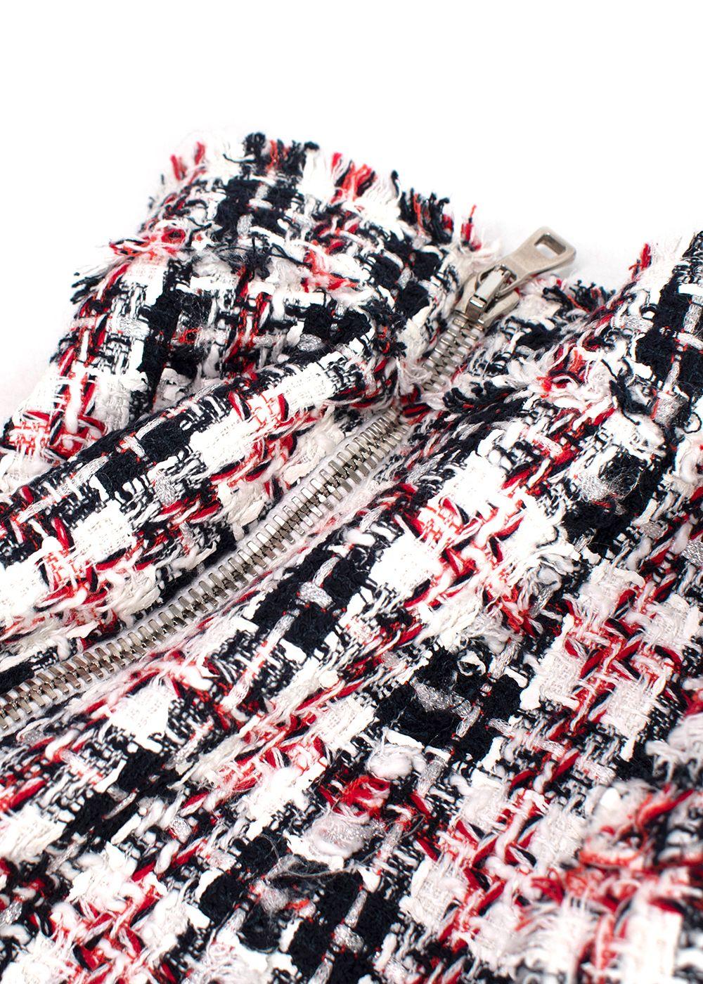 Balmain Red, White & Blue Tweed Skirt