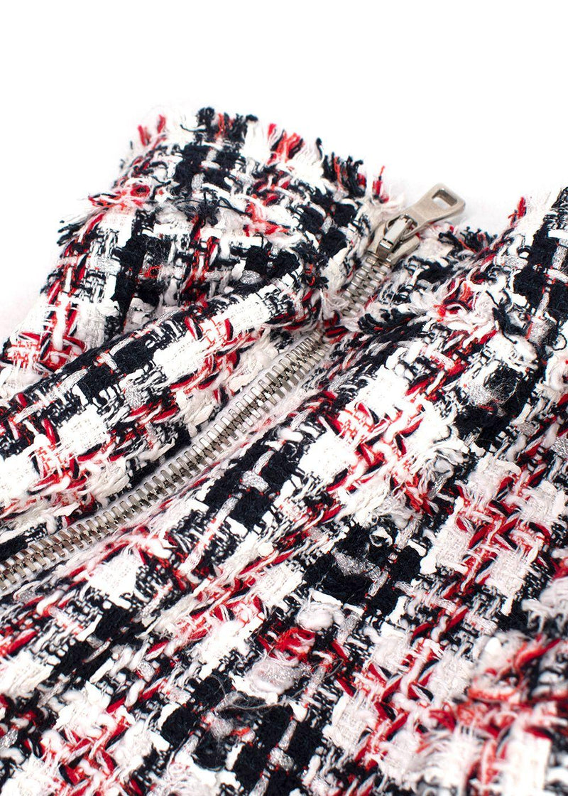 Balmain Red, White & Blue Tweed Skirt