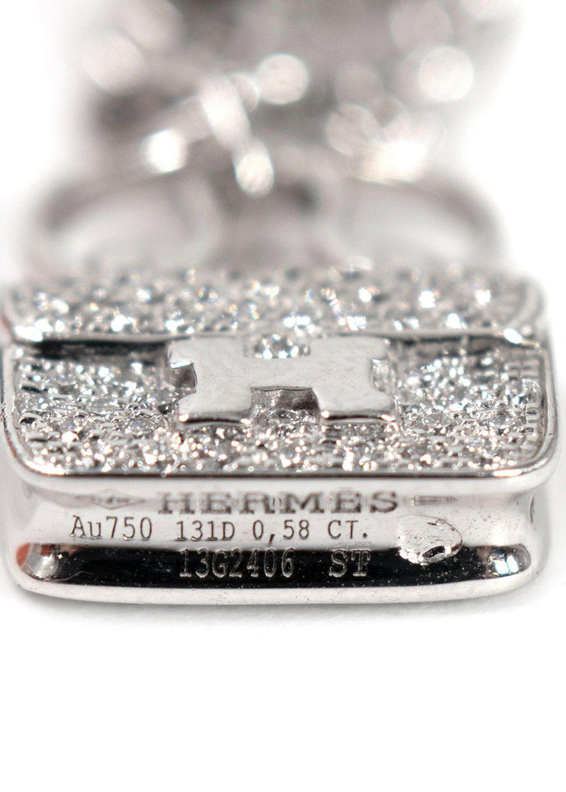 Hermes White Gold and Diamond Constance Bracelet