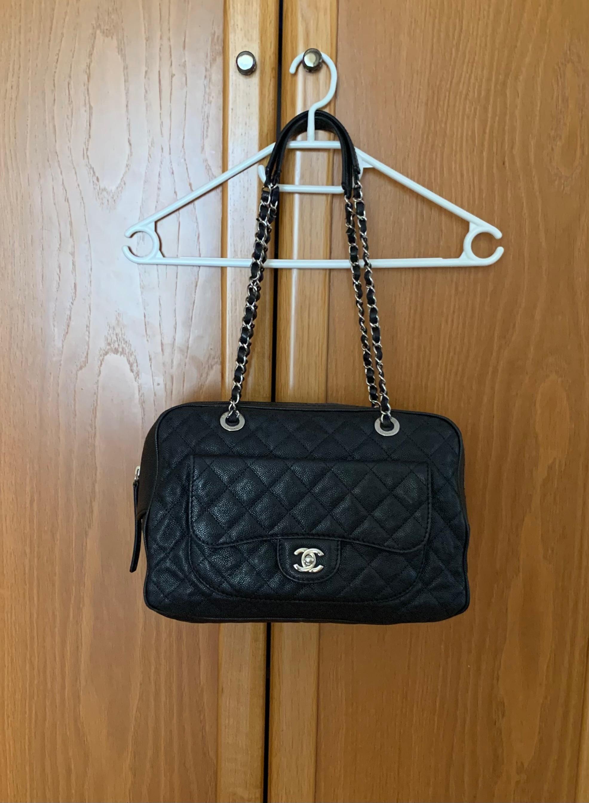 Chanel Black Caviar Leather Camera Bag