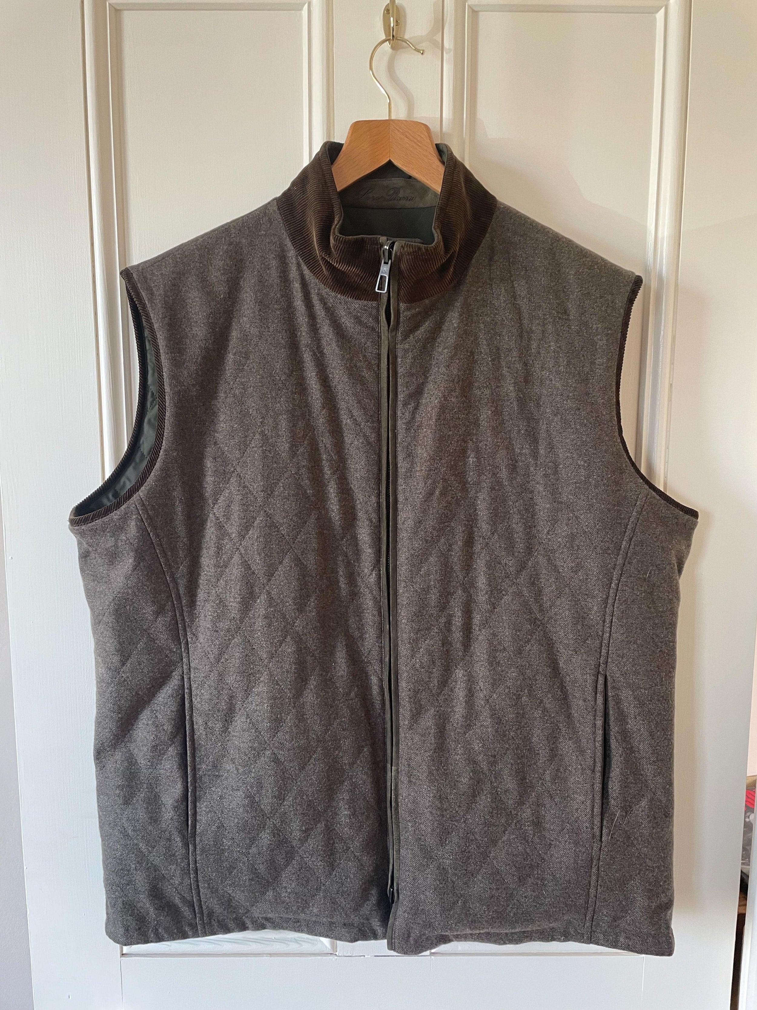 Green quilted polyester & cashmere reversible gilet