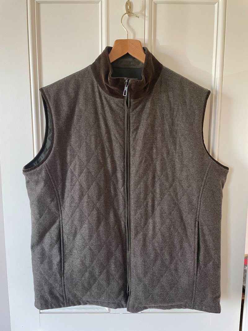 Green quilted polyester & cashmere reversible gilet