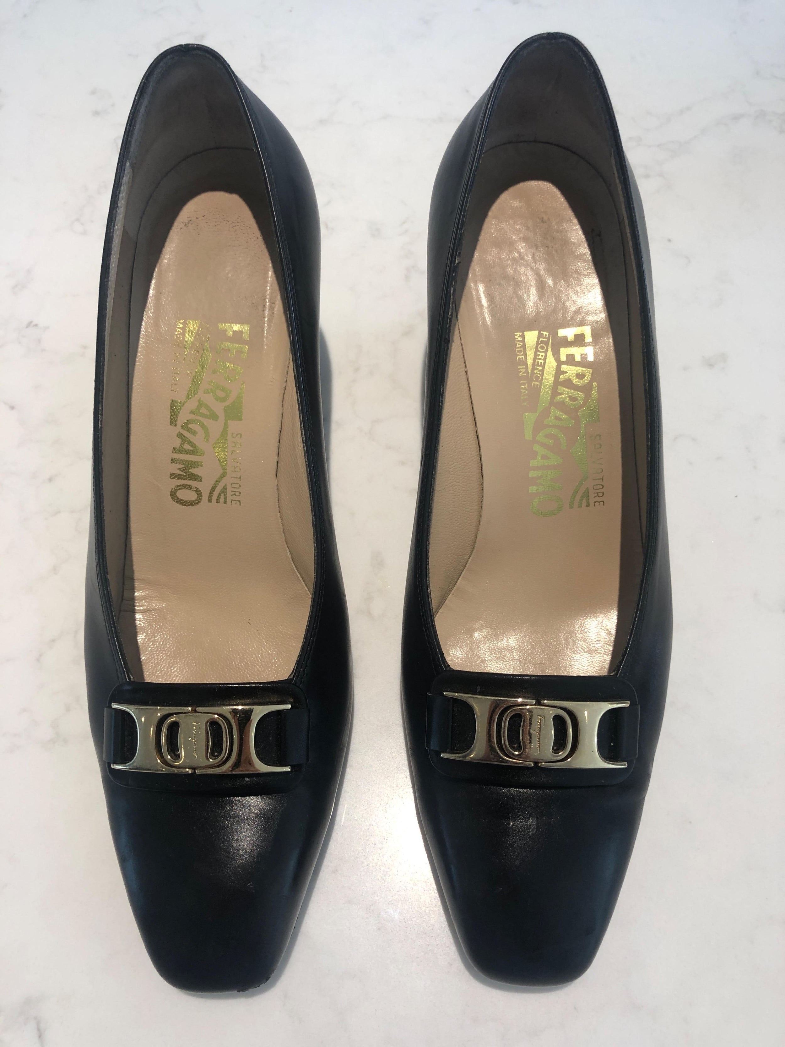 Black Leather Fizzy Pumps