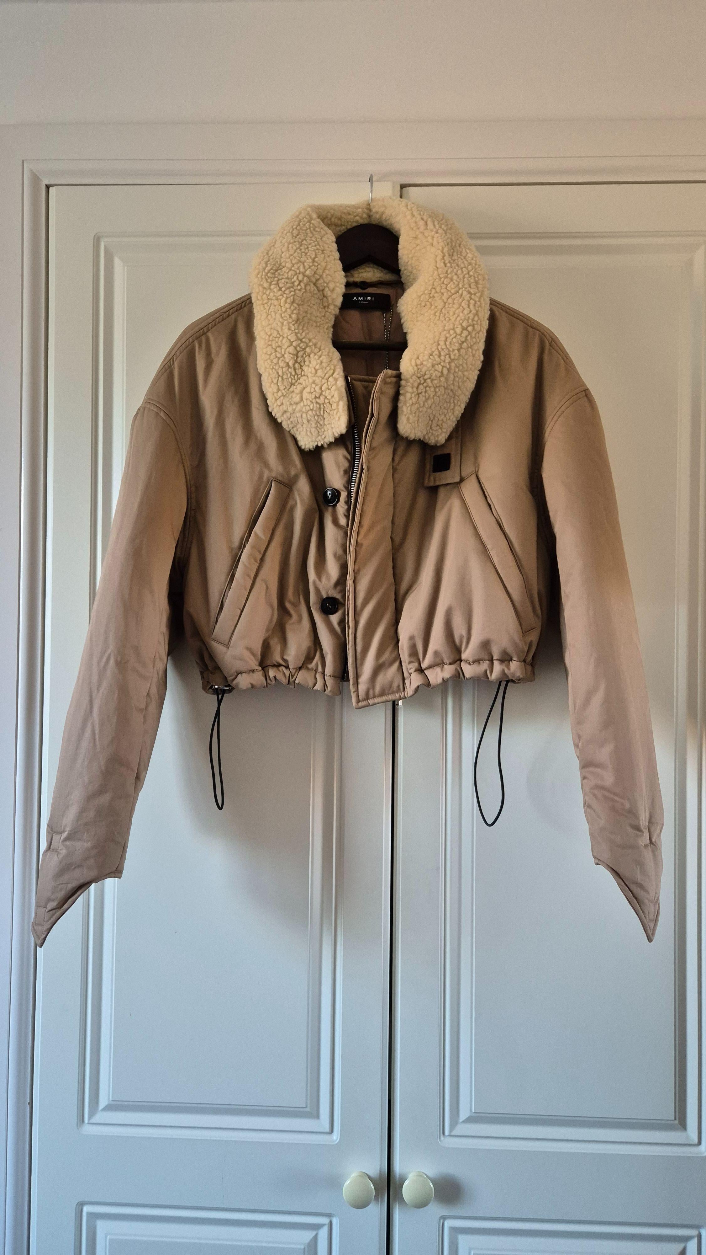Amiri Camel Cropped Puffer Jacket
