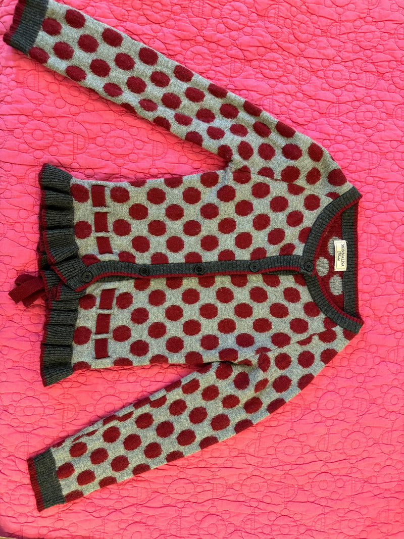 Monnalisa Kid's Grey Polka Dot Wool Cardigan