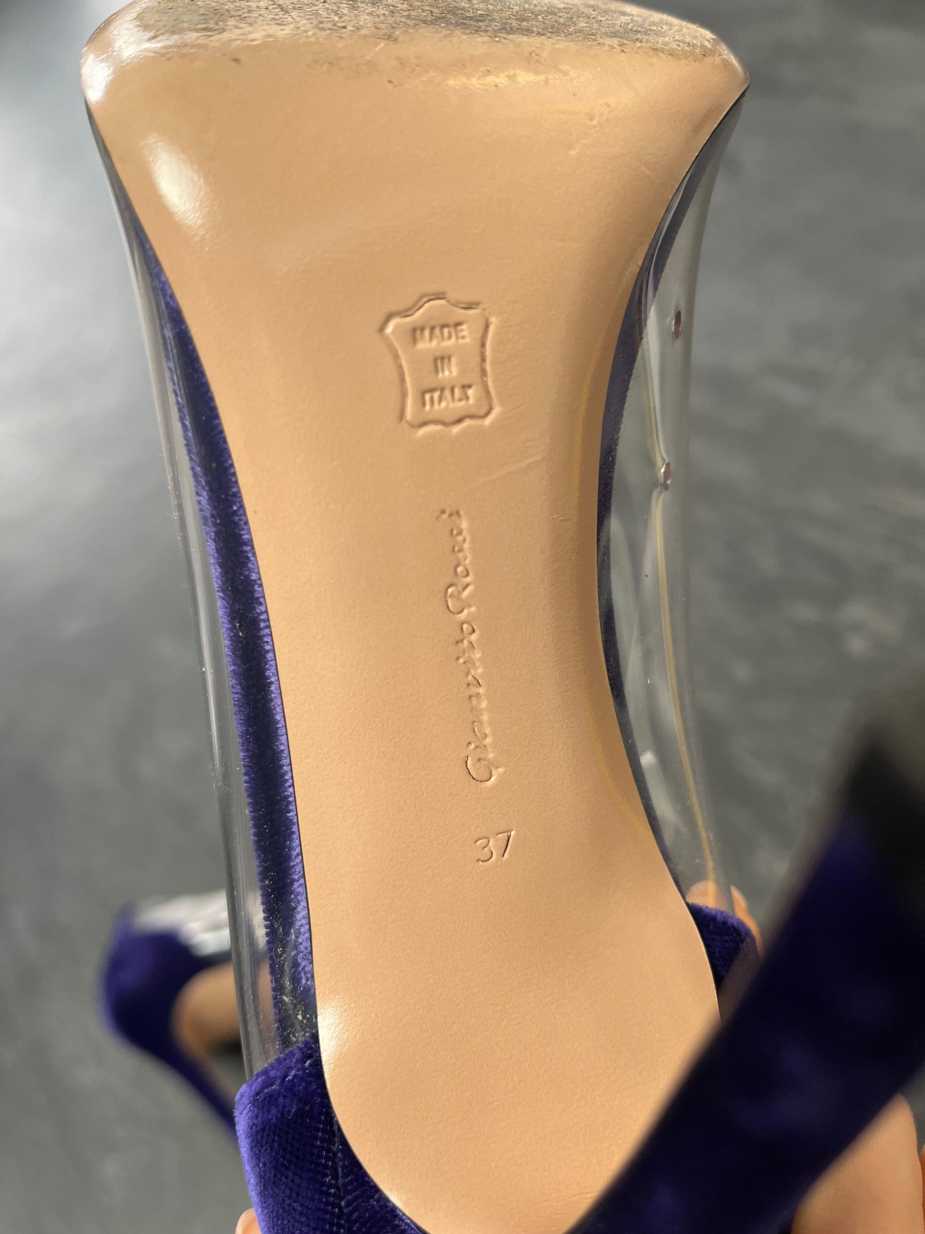 Gianvito Rossi Purple Velvet Plexi 105