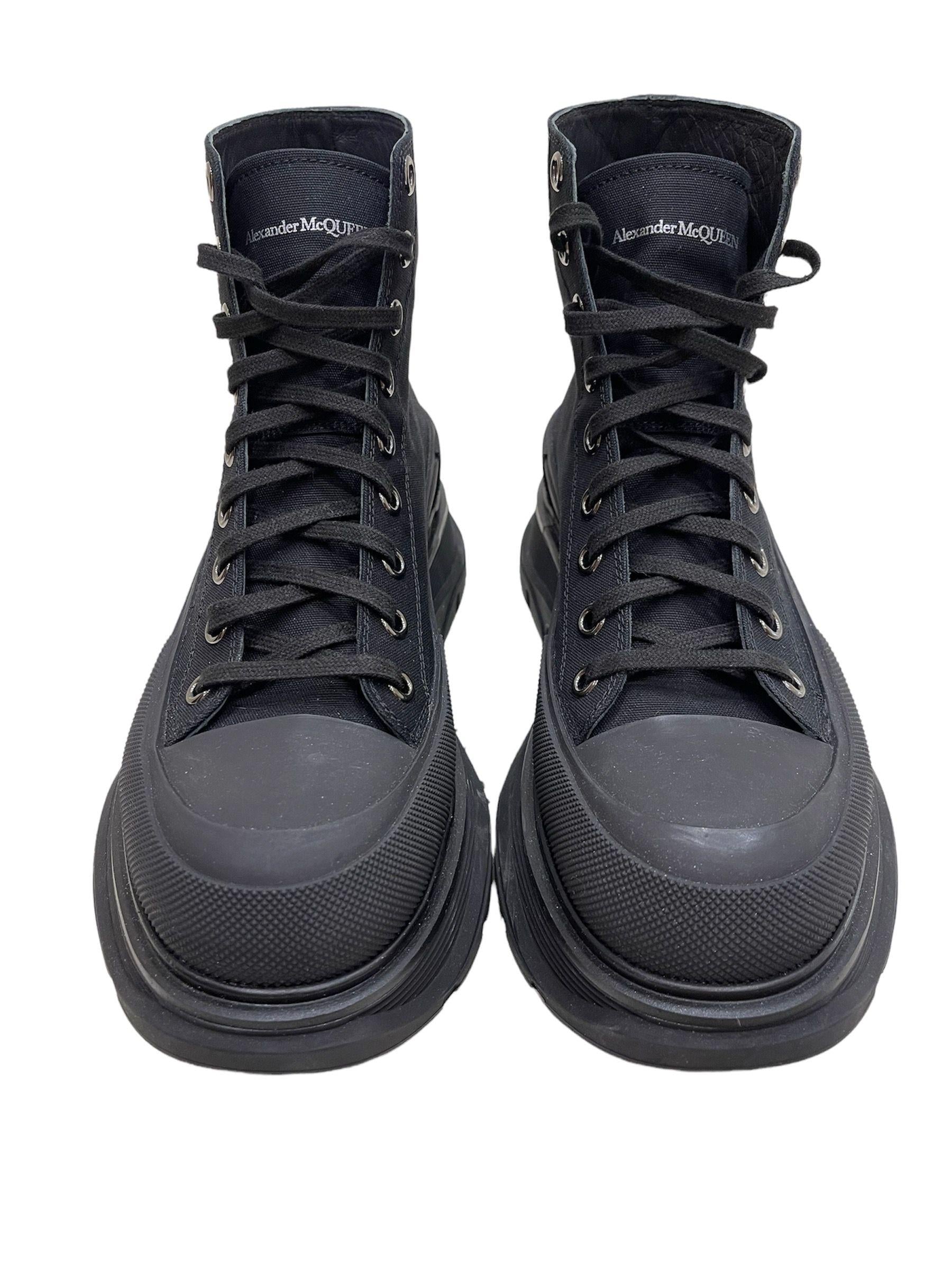 Black Canvas Tread Sneakers