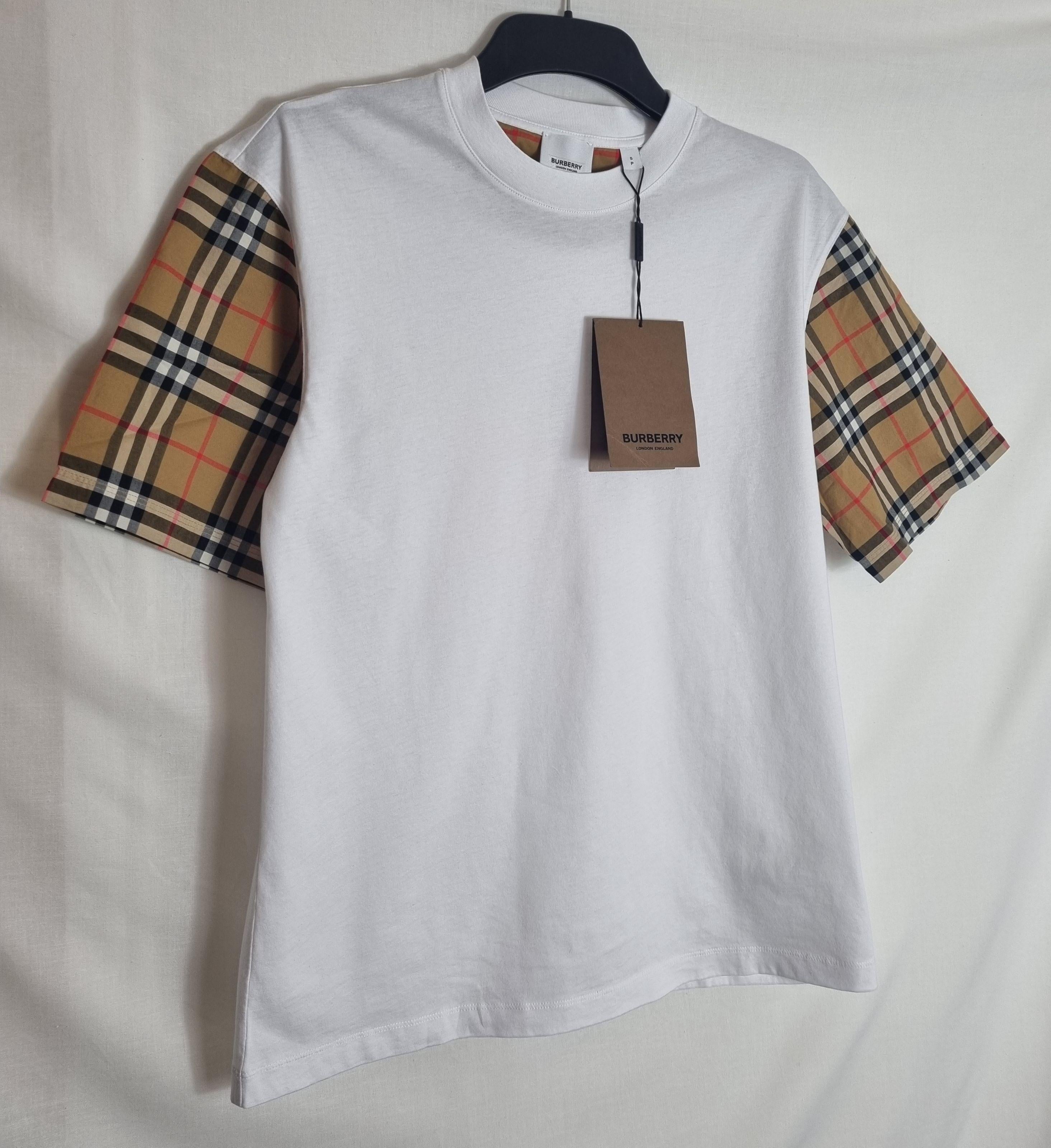 White cotton jersey & vintage check Carrick oversize T-shirt