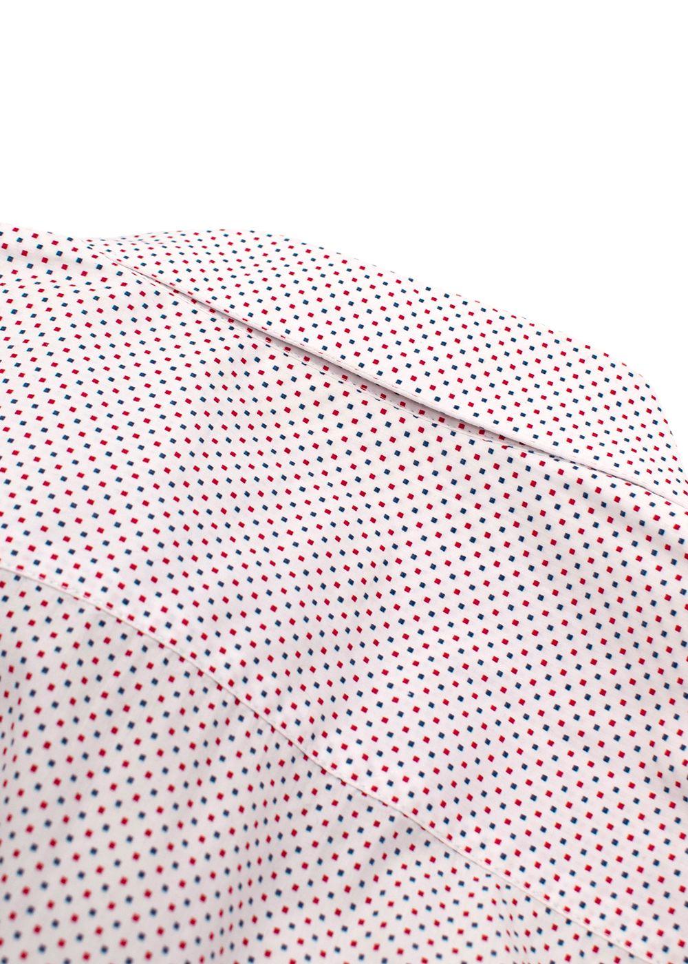 Red & Blue Square Print Button Down Shirt