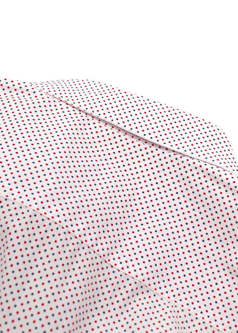 Red & Blue Square Print Button Down Shirt