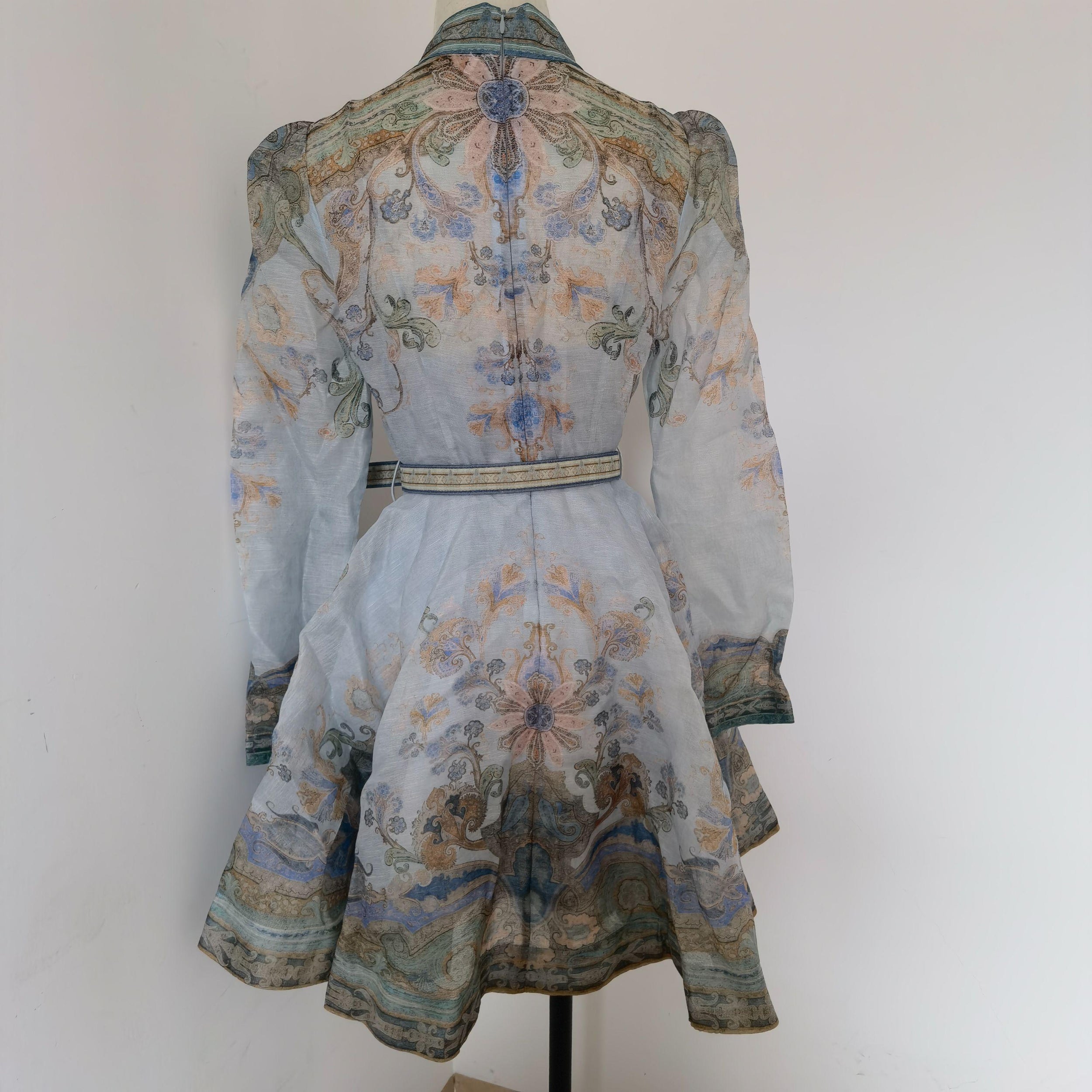 Paisley Linen And Organza Dress