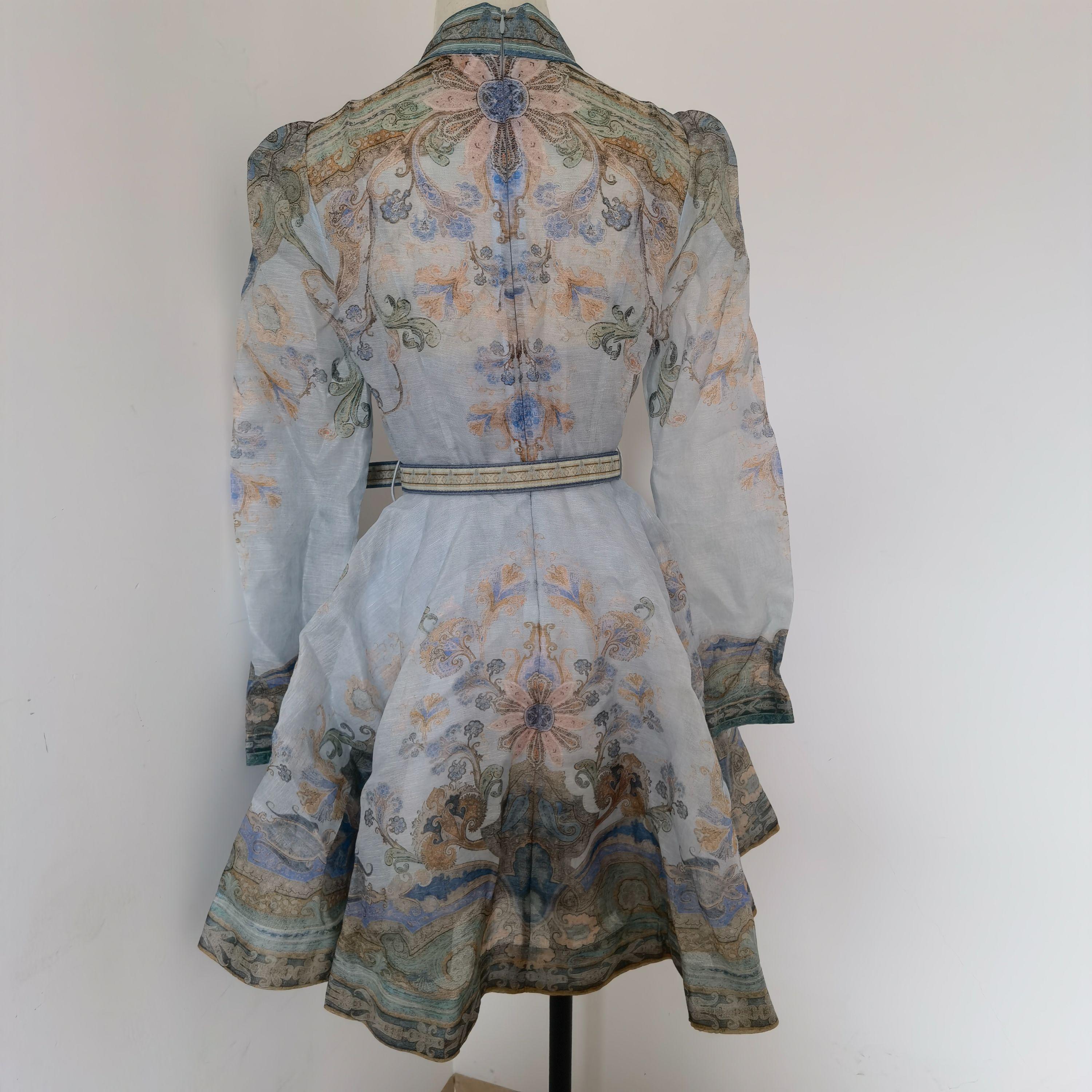 Paisley Linen And Organza Dress