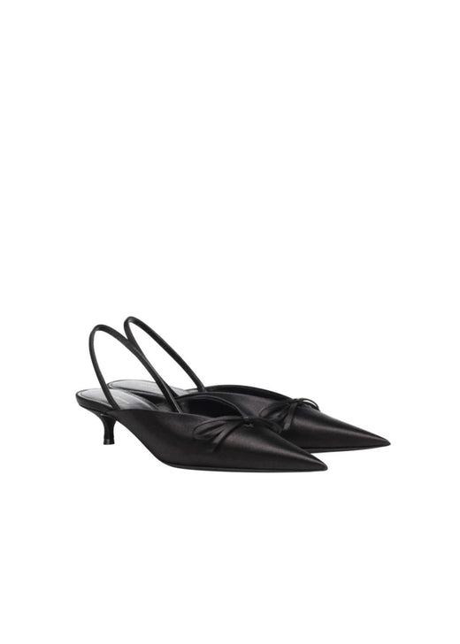 Black Satin 40mm Knife Slingback Mules